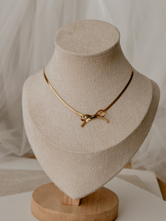 Minnie Bow Herringbone choker