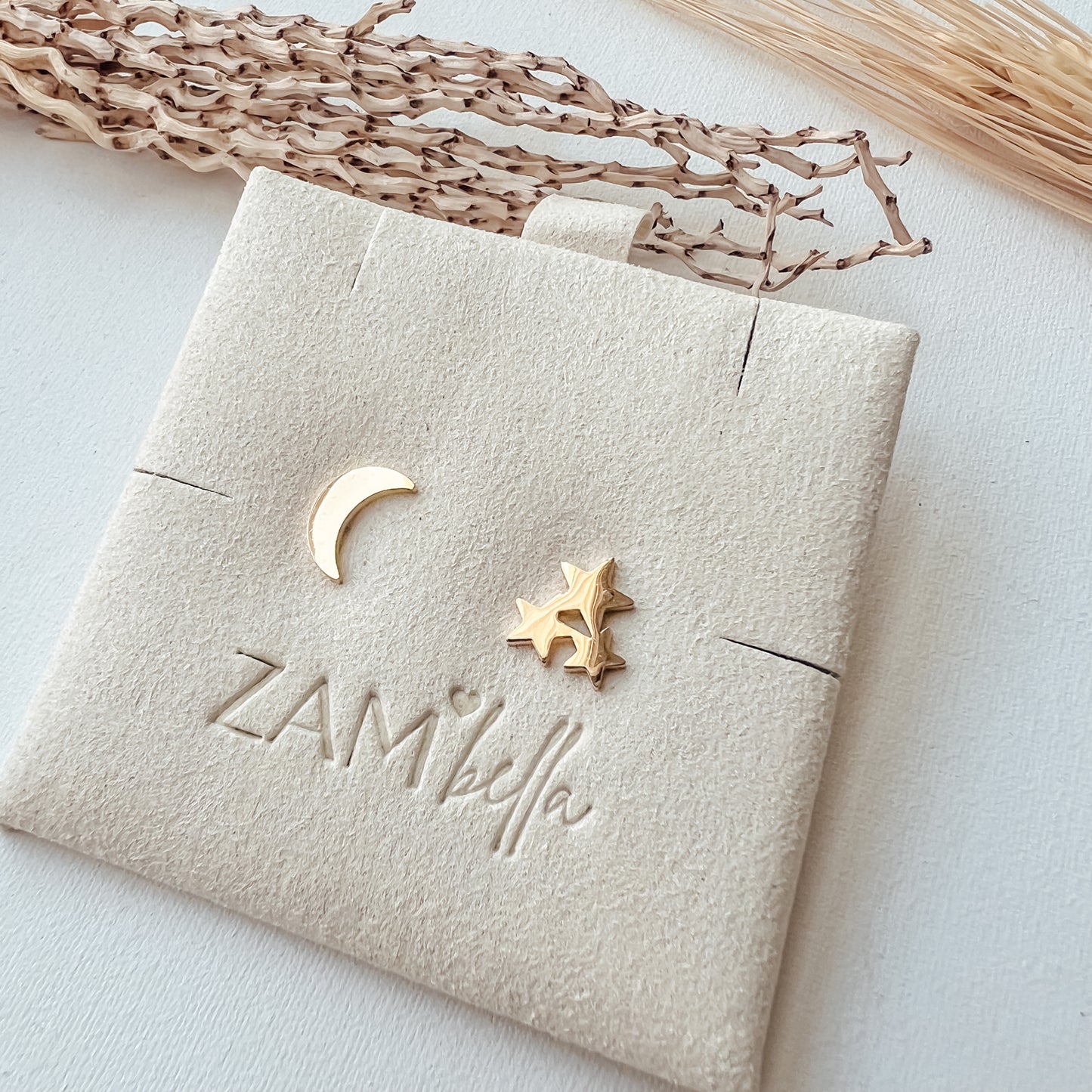 Moon Star Stud Earrings