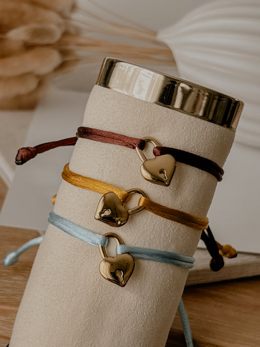 Heart Lock Satin Bracelet