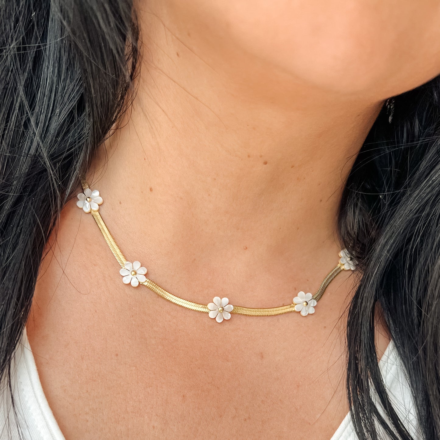 Flower Herringbone Necklace