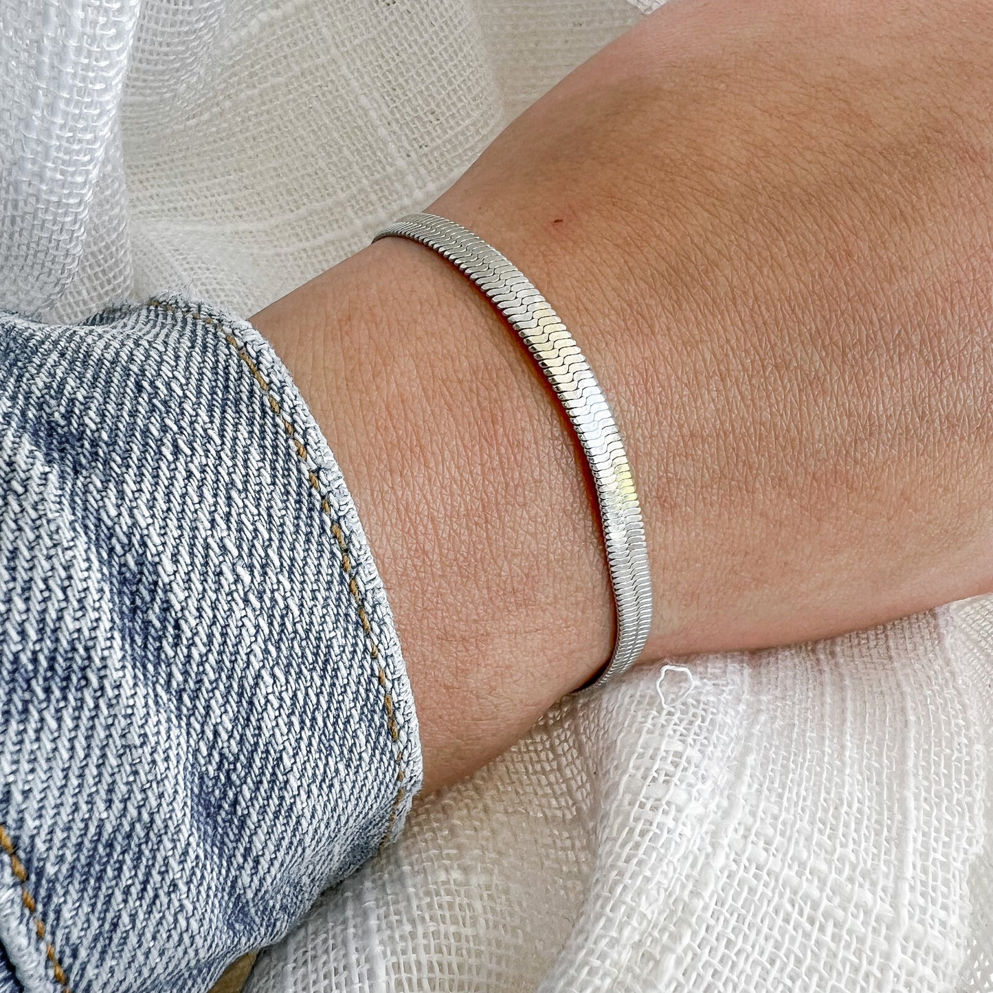 Cleo silver Herringbone Bracelet