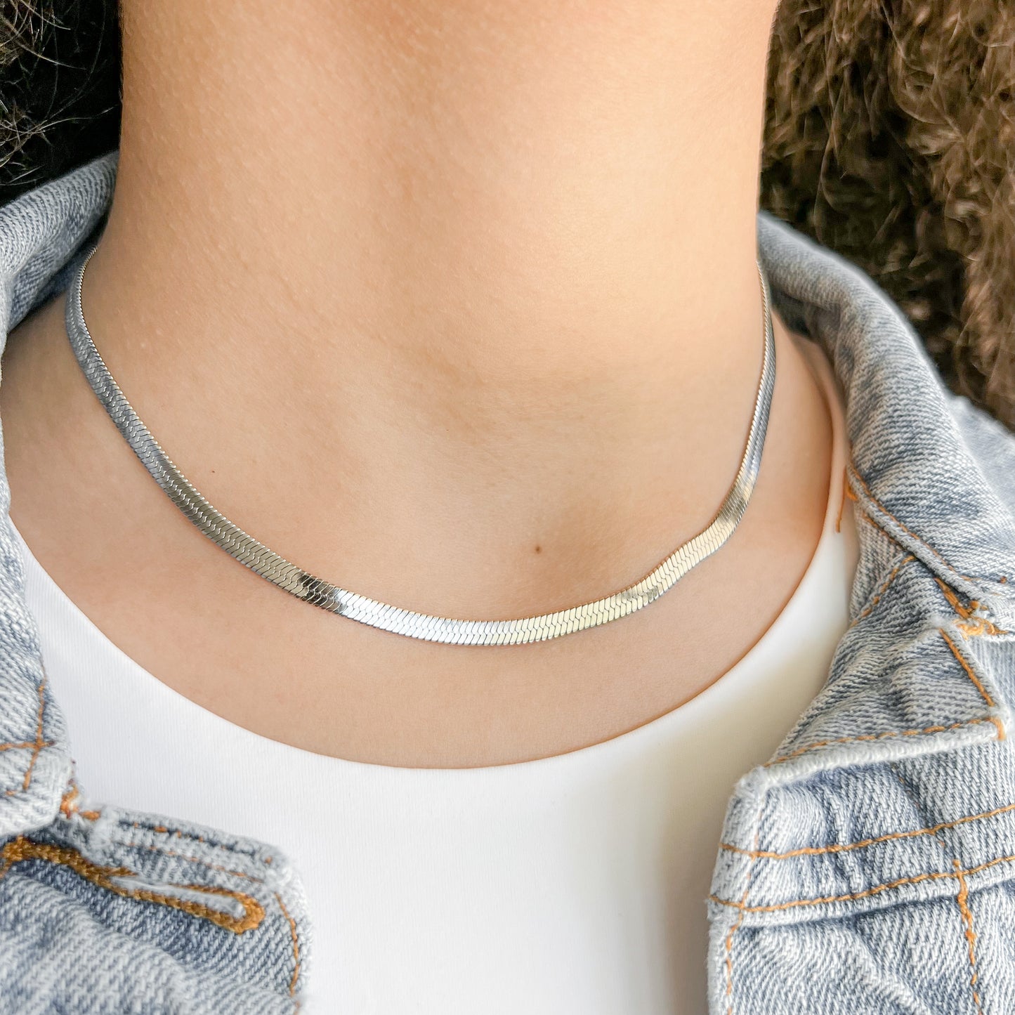 Cleo Silver Herringbone Necklace